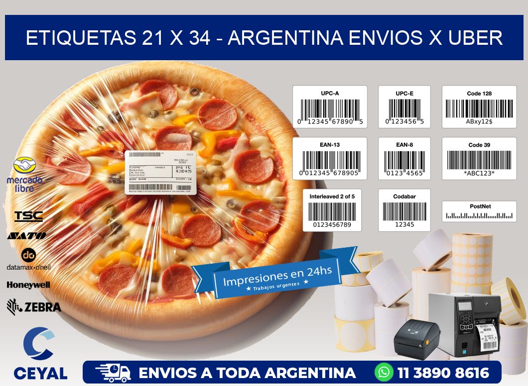ETIQUETAS 21 x 34 - ARGENTINA ENVIOS X UBER
