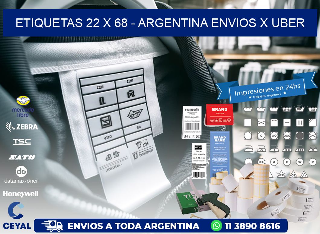 ETIQUETAS 22 x 68 - ARGENTINA ENVIOS X UBER