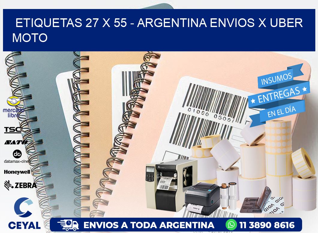 ETIQUETAS 27 x 55 - ARGENTINA ENVIOS X UBER MOTO