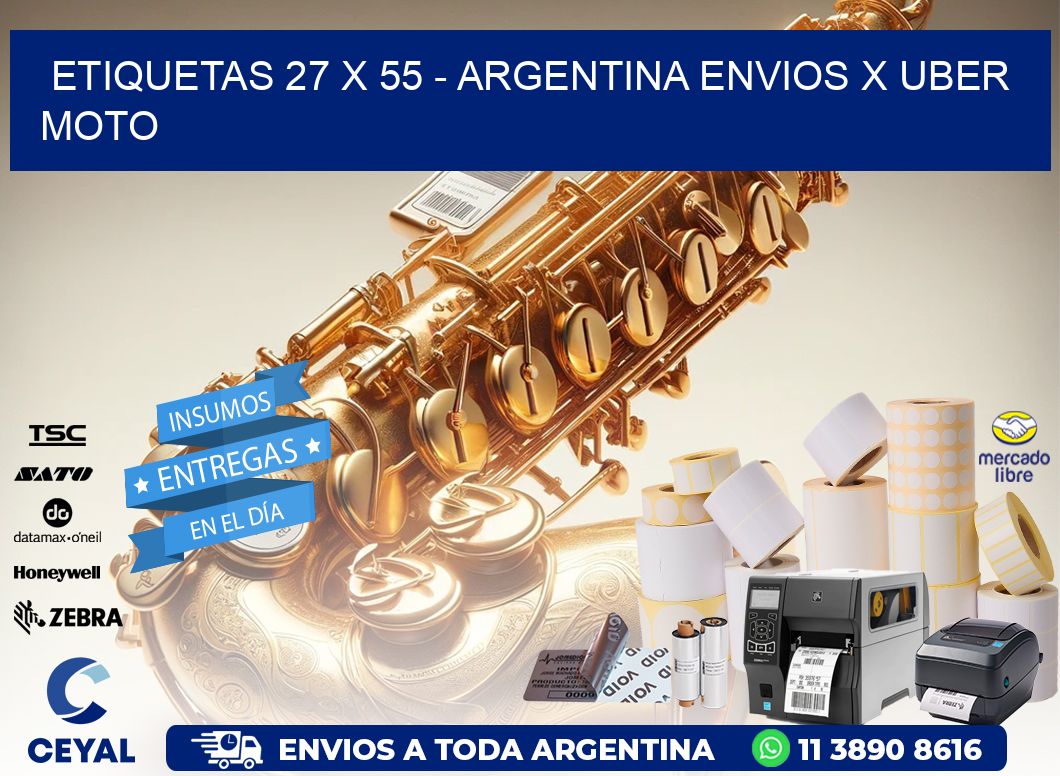 ETIQUETAS 27 x 55 - ARGENTINA ENVIOS X UBER MOTO