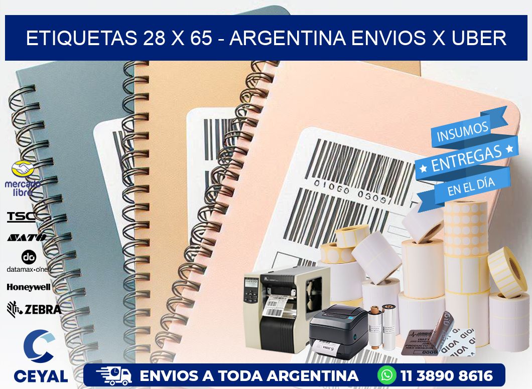 ETIQUETAS 28 x 65 - ARGENTINA ENVIOS X UBER