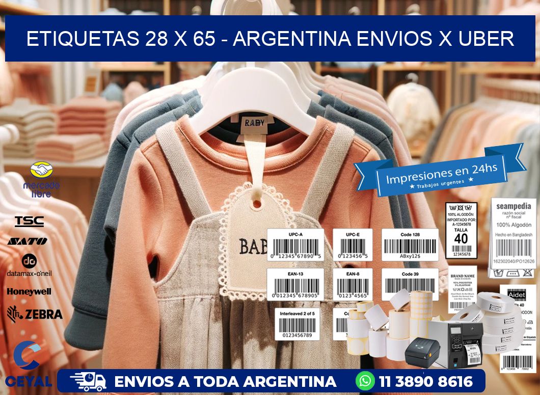 ETIQUETAS 28 x 65 - ARGENTINA ENVIOS X UBER