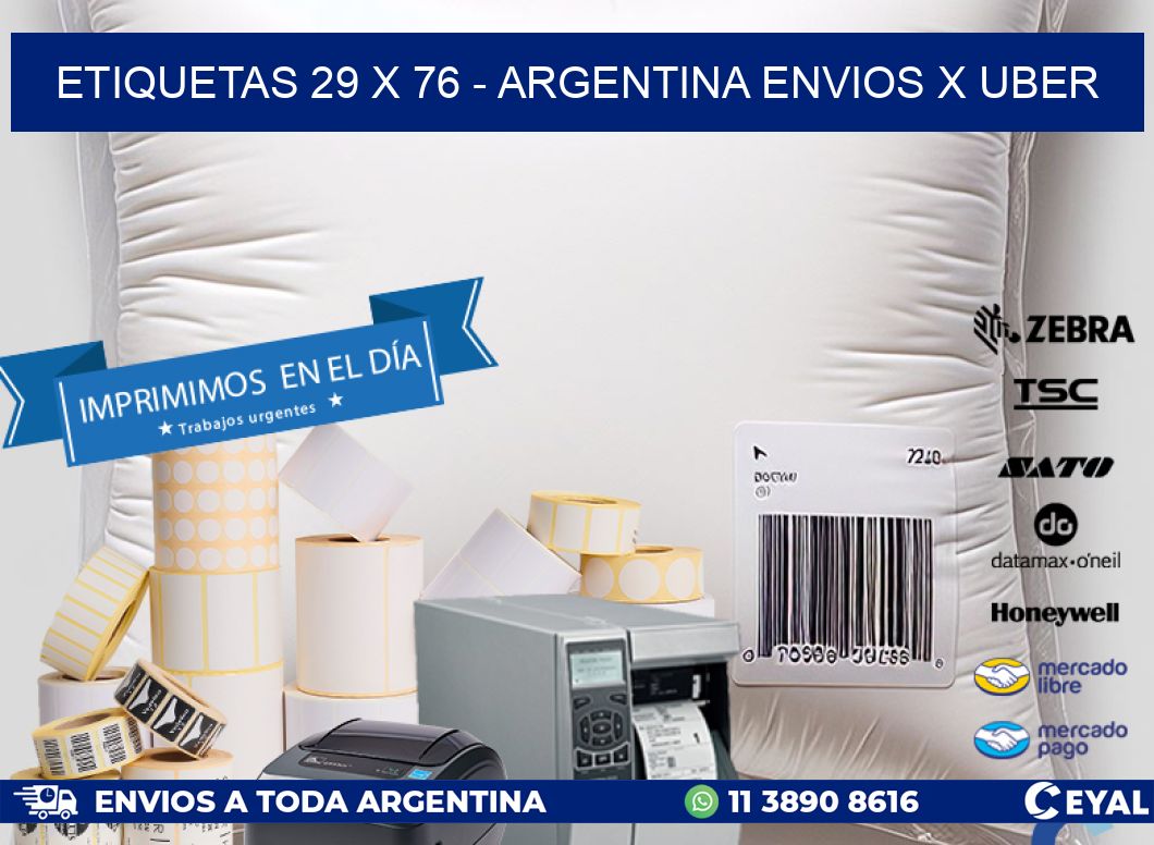 ETIQUETAS 29 x 76 - ARGENTINA ENVIOS X UBER