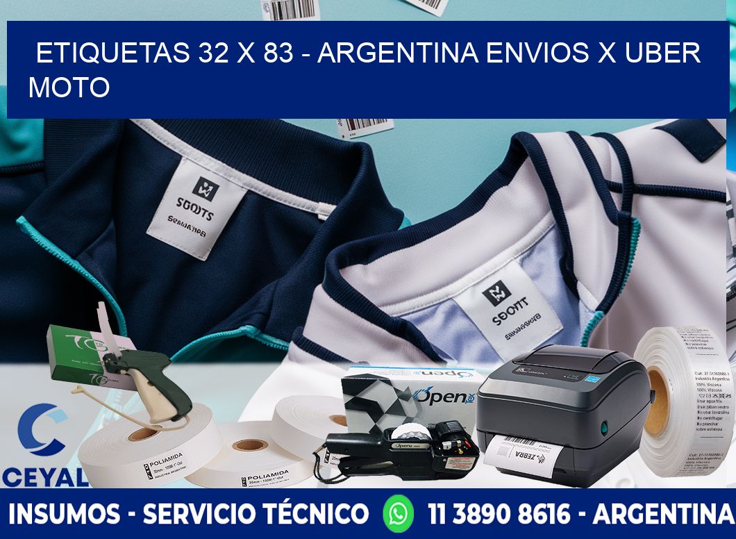 ETIQUETAS 32 x 83 - ARGENTINA ENVIOS X UBER MOTO