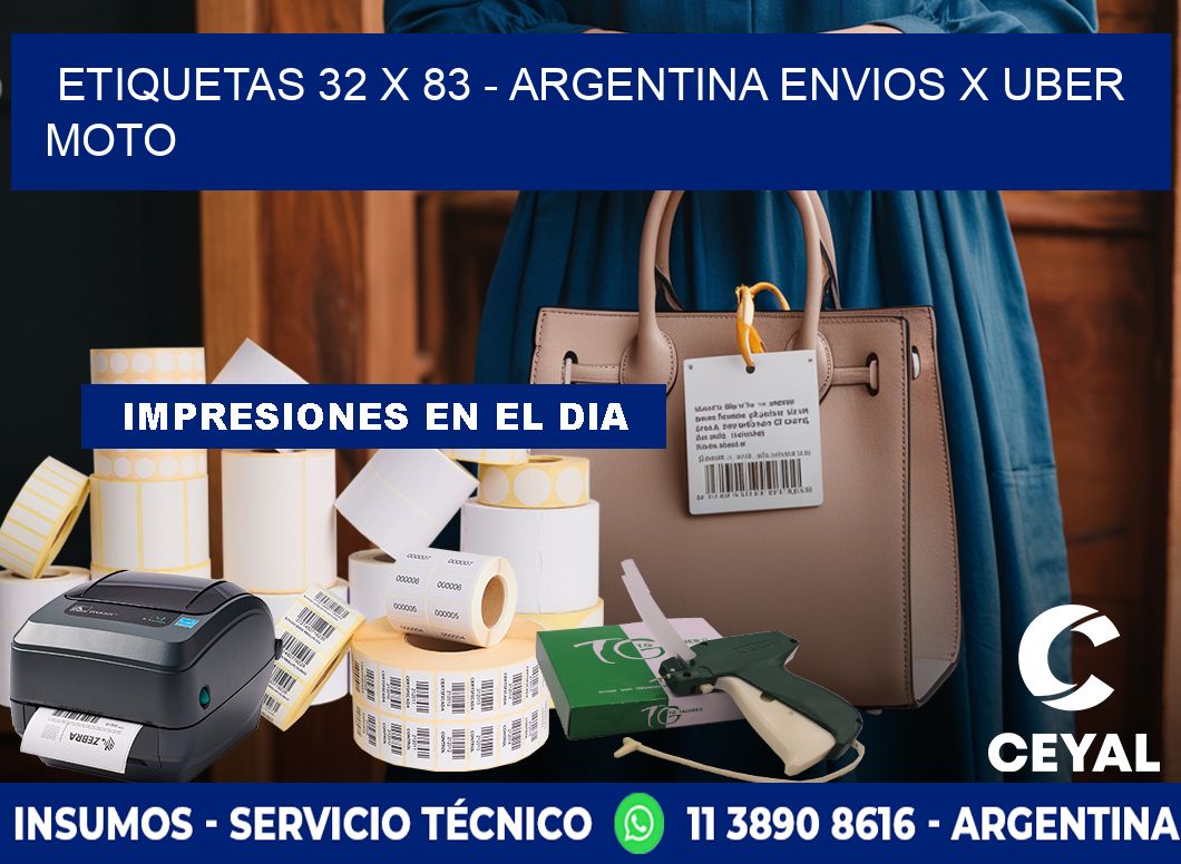 ETIQUETAS 32 x 83 - ARGENTINA ENVIOS X UBER MOTO