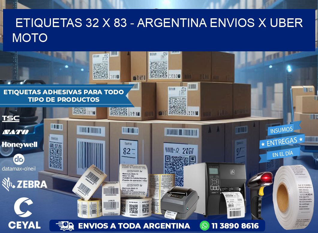 ETIQUETAS 32 x 83 - ARGENTINA ENVIOS X UBER MOTO