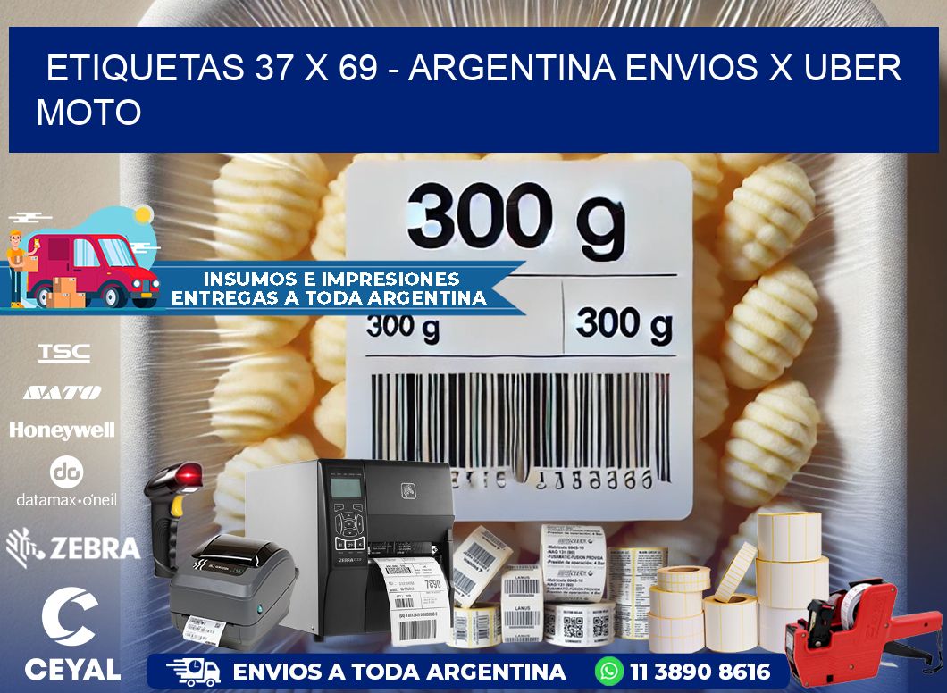 ETIQUETAS 37 x 69 - ARGENTINA ENVIOS X UBER MOTO