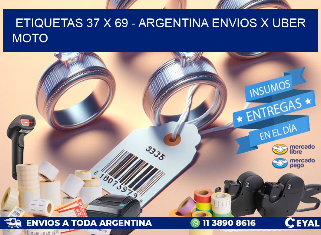 ETIQUETAS 37 x 69 - ARGENTINA ENVIOS X UBER MOTO