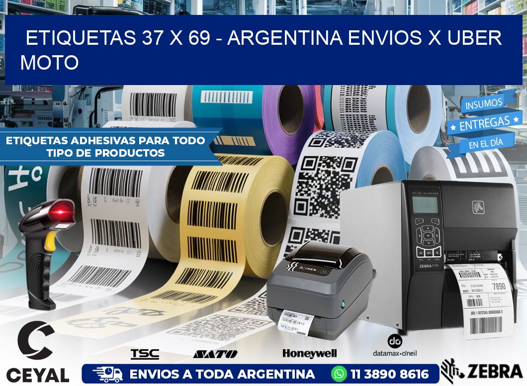 ETIQUETAS 37 x 69 – ARGENTINA ENVIOS X UBER MOTO