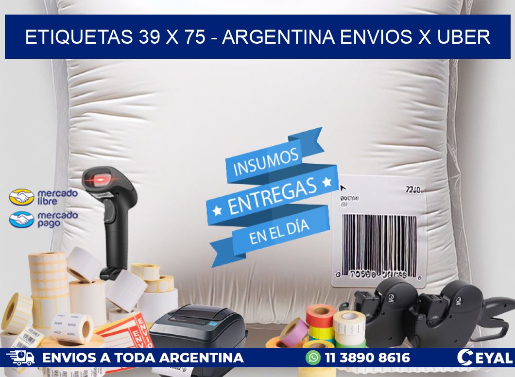 ETIQUETAS 39 x 75 - ARGENTINA ENVIOS X UBER