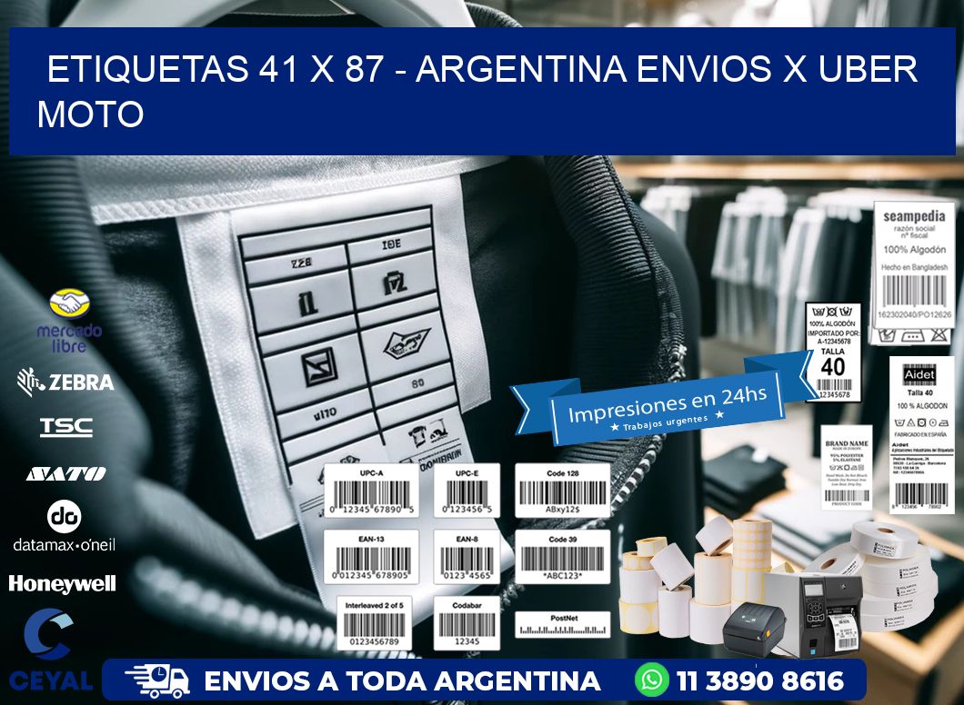 ETIQUETAS 41 x 87 - ARGENTINA ENVIOS X UBER MOTO