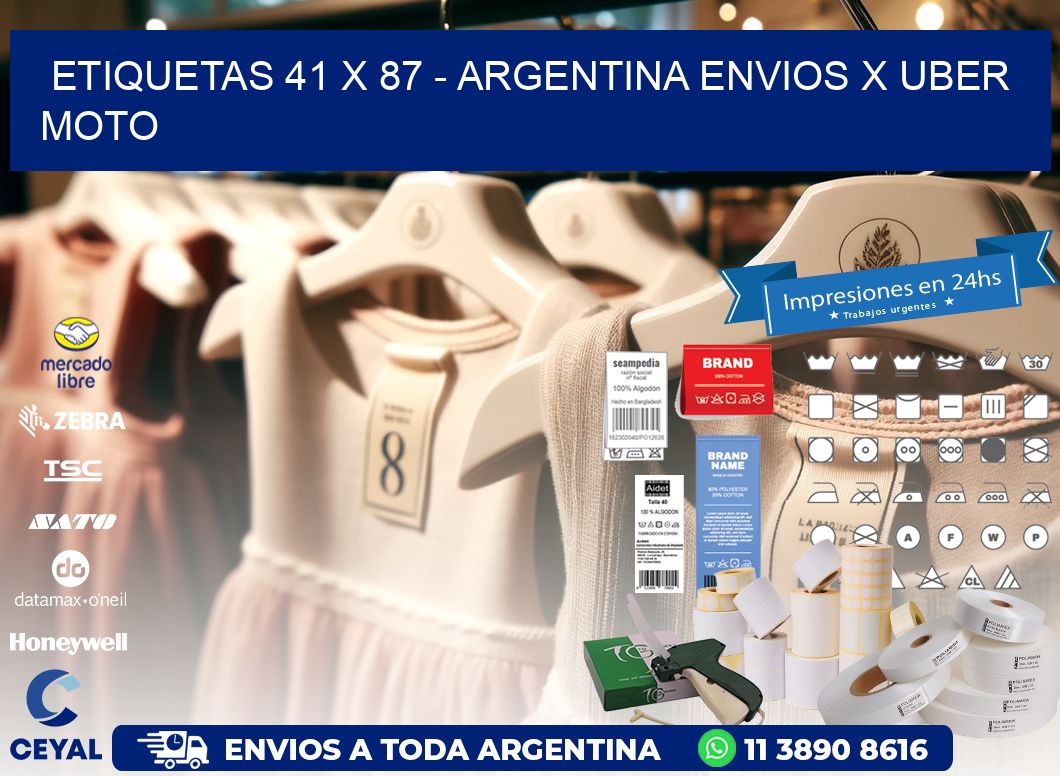 ETIQUETAS 41 x 87 - ARGENTINA ENVIOS X UBER MOTO