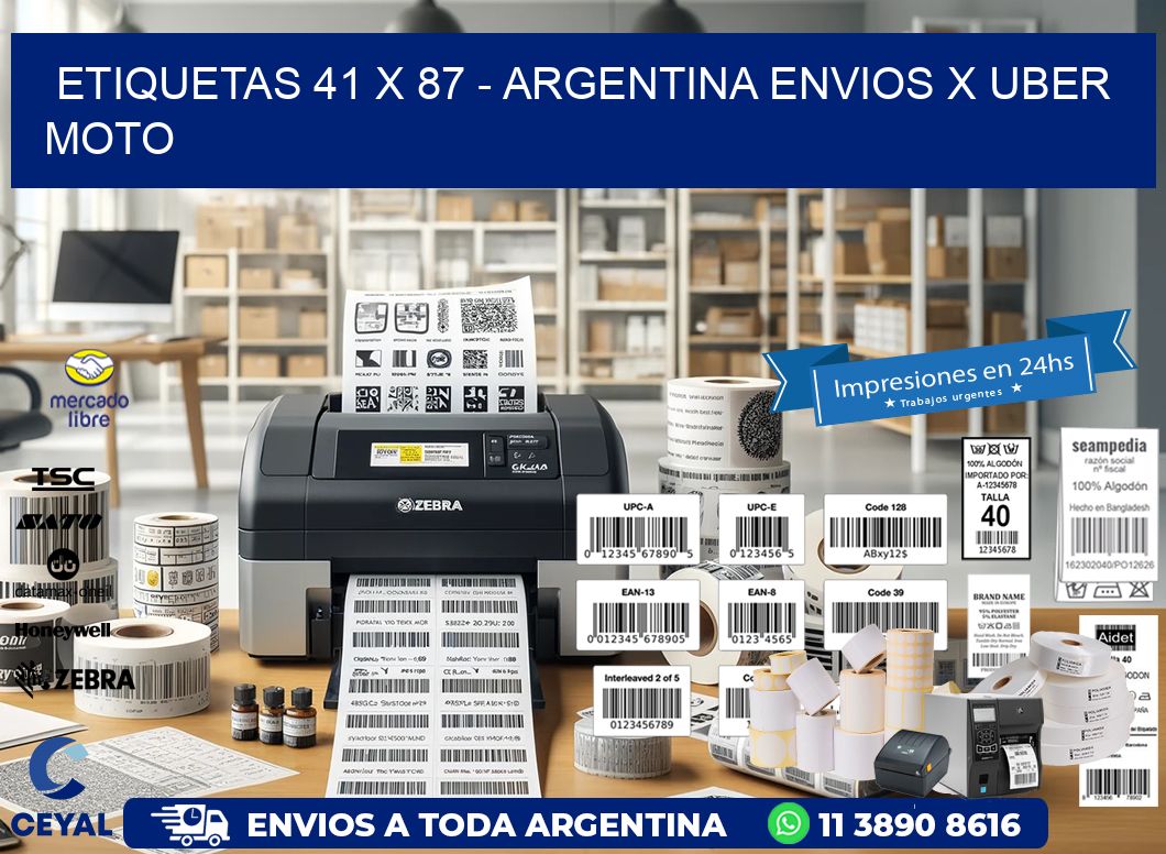 ETIQUETAS 41 x 87 – ARGENTINA ENVIOS X UBER MOTO