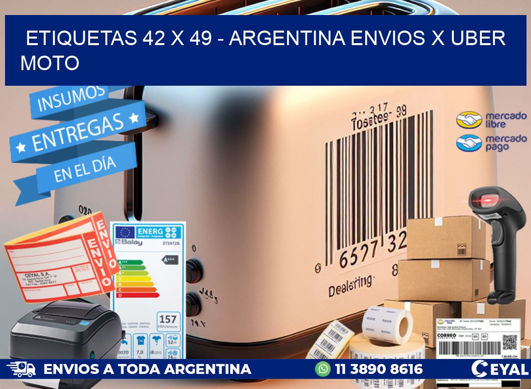 ETIQUETAS 42 x 49 - ARGENTINA ENVIOS X UBER MOTO