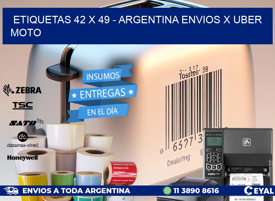 ETIQUETAS 42 x 49 - ARGENTINA ENVIOS X UBER MOTO