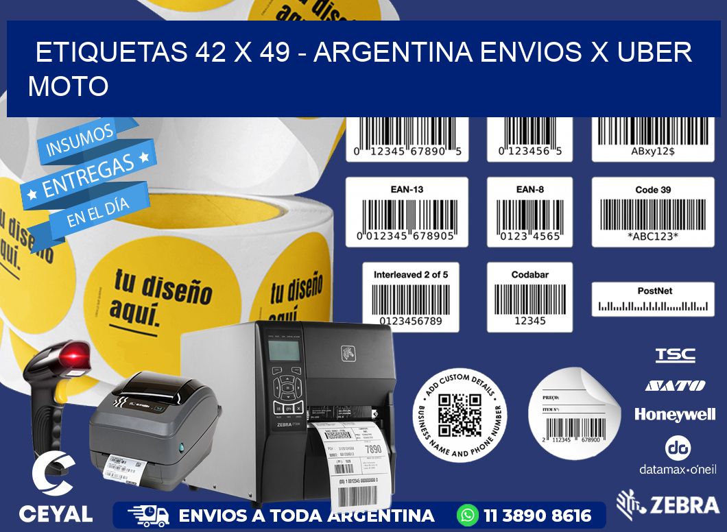 ETIQUETAS 42 x 49 - ARGENTINA ENVIOS X UBER MOTO