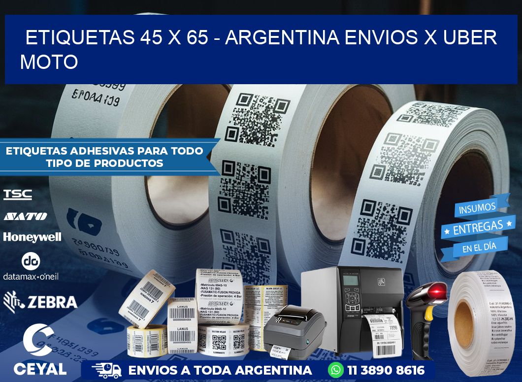 ETIQUETAS 45 x 65 - ARGENTINA ENVIOS X UBER MOTO