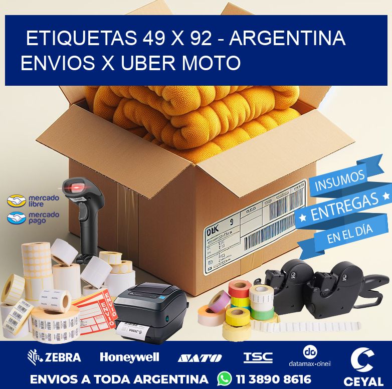 ETIQUETAS 49 x 92 - ARGENTINA ENVIOS X UBER MOTO