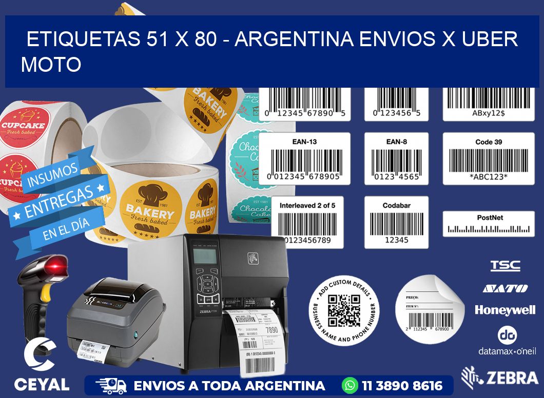 ETIQUETAS 51 x 80 - ARGENTINA ENVIOS X UBER MOTO