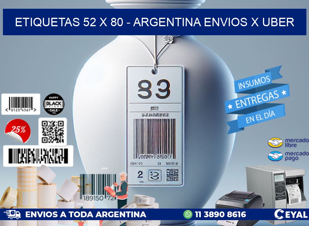 ETIQUETAS 52 x 80 - ARGENTINA ENVIOS X UBER
