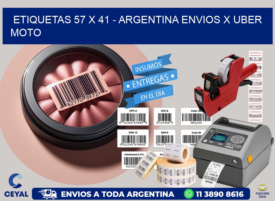 ETIQUETAS 57 x 41 - ARGENTINA ENVIOS X UBER MOTO