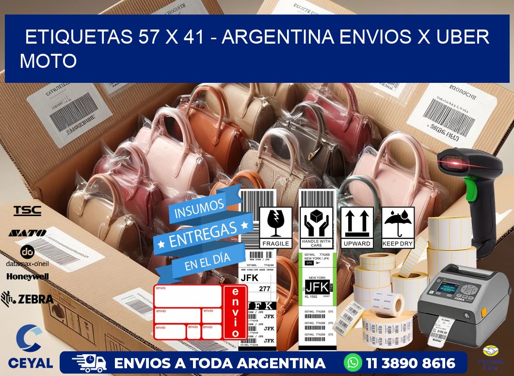 ETIQUETAS 57 x 41 - ARGENTINA ENVIOS X UBER MOTO