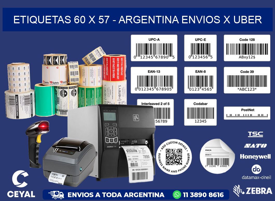 ETIQUETAS 60 x 57 - ARGENTINA ENVIOS X UBER