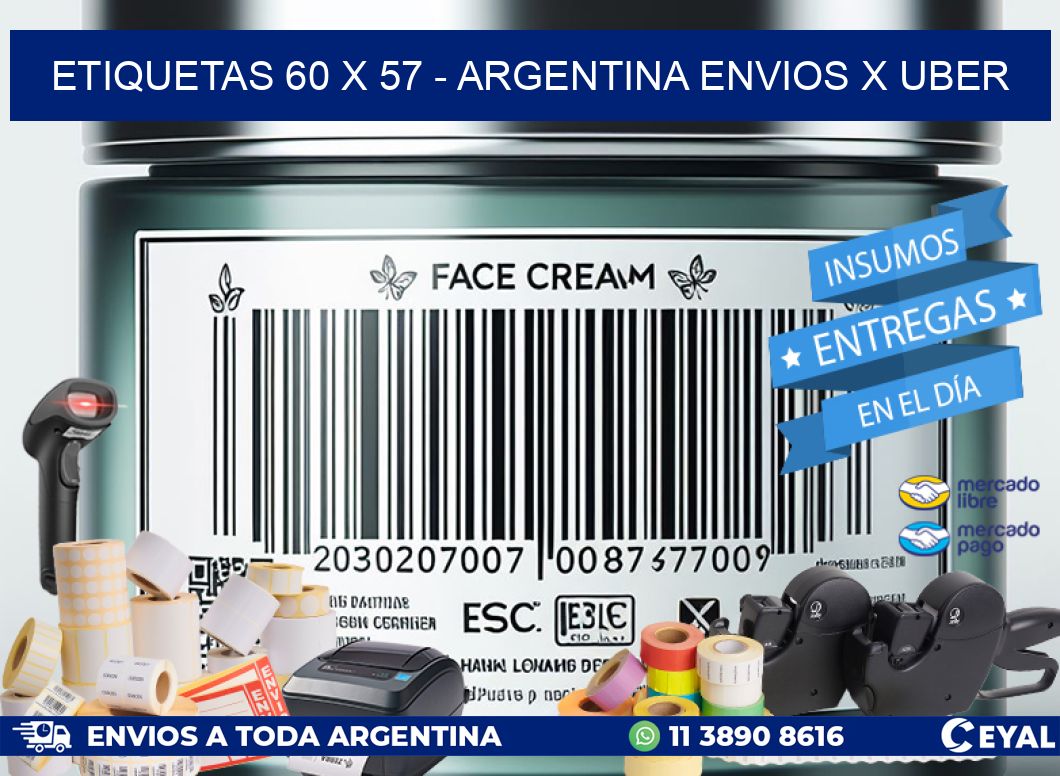 ETIQUETAS 60 x 57 - ARGENTINA ENVIOS X UBER