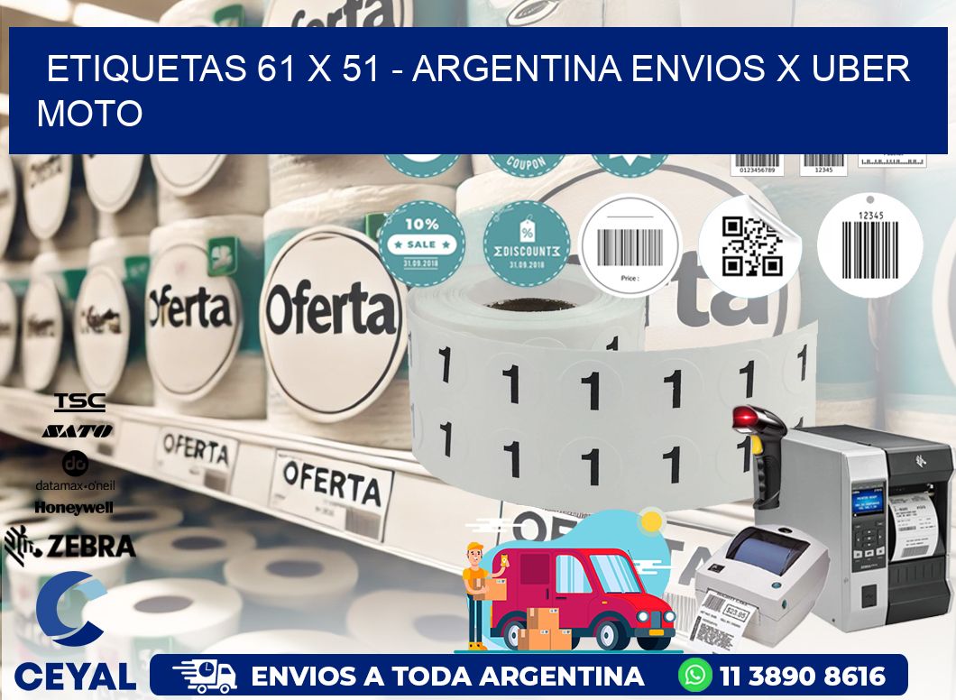 ETIQUETAS 61 x 51 - ARGENTINA ENVIOS X UBER MOTO