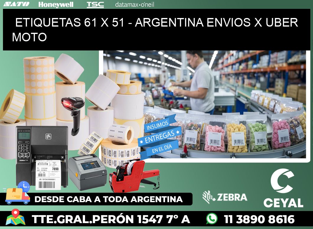 ETIQUETAS 61 x 51 - ARGENTINA ENVIOS X UBER MOTO