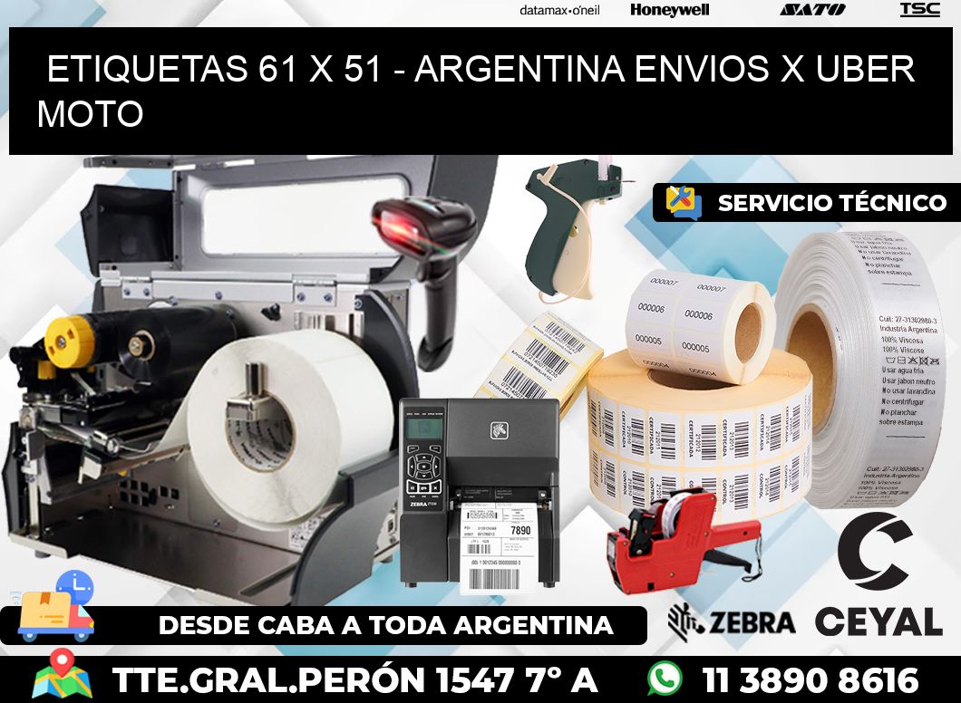 ETIQUETAS 61 x 51 - ARGENTINA ENVIOS X UBER MOTO