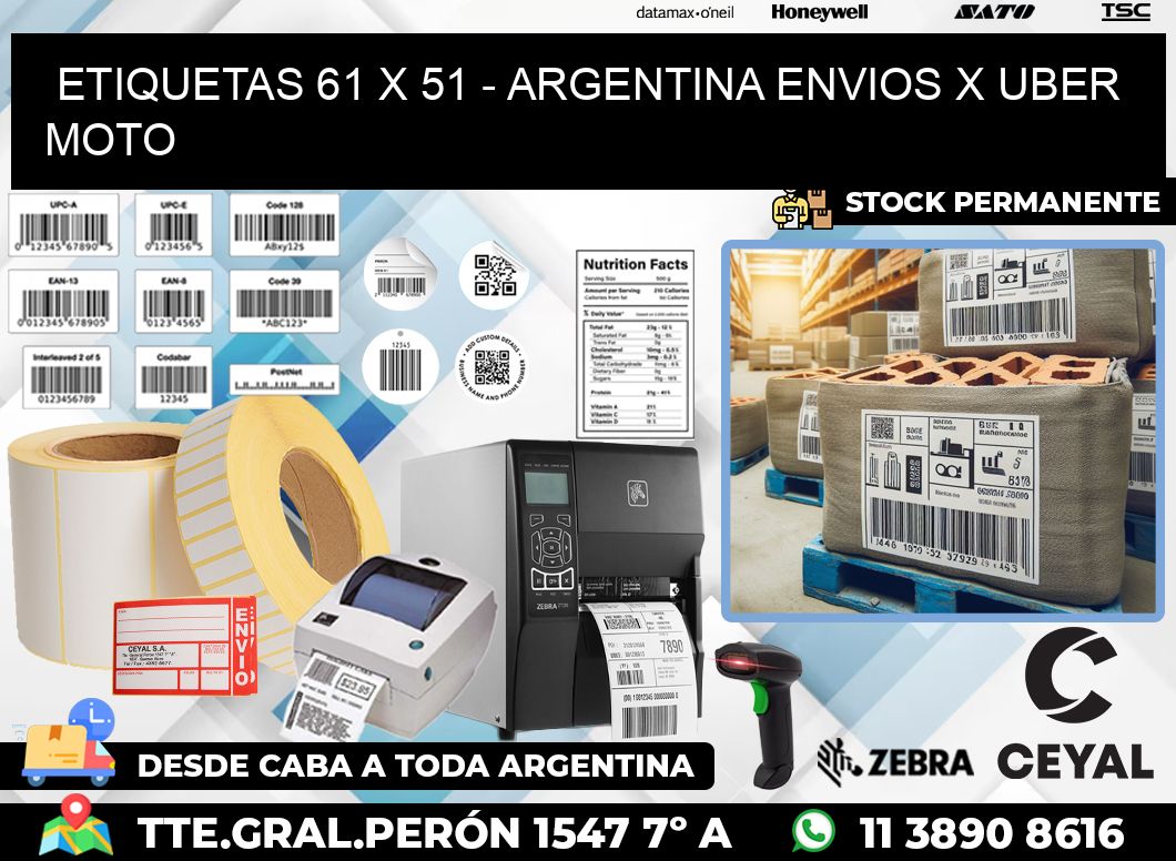 ETIQUETAS 61 x 51 – ARGENTINA ENVIOS X UBER MOTO