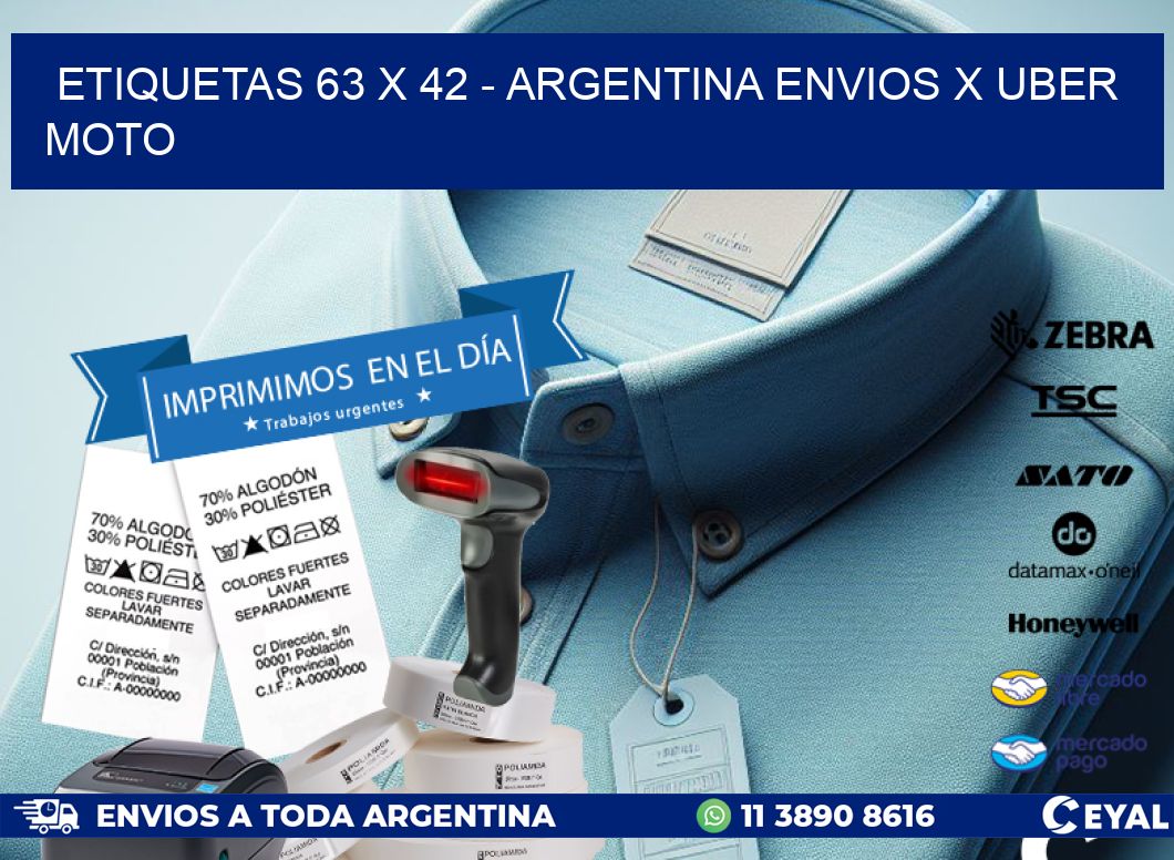 ETIQUETAS 63 x 42 - ARGENTINA ENVIOS X UBER MOTO