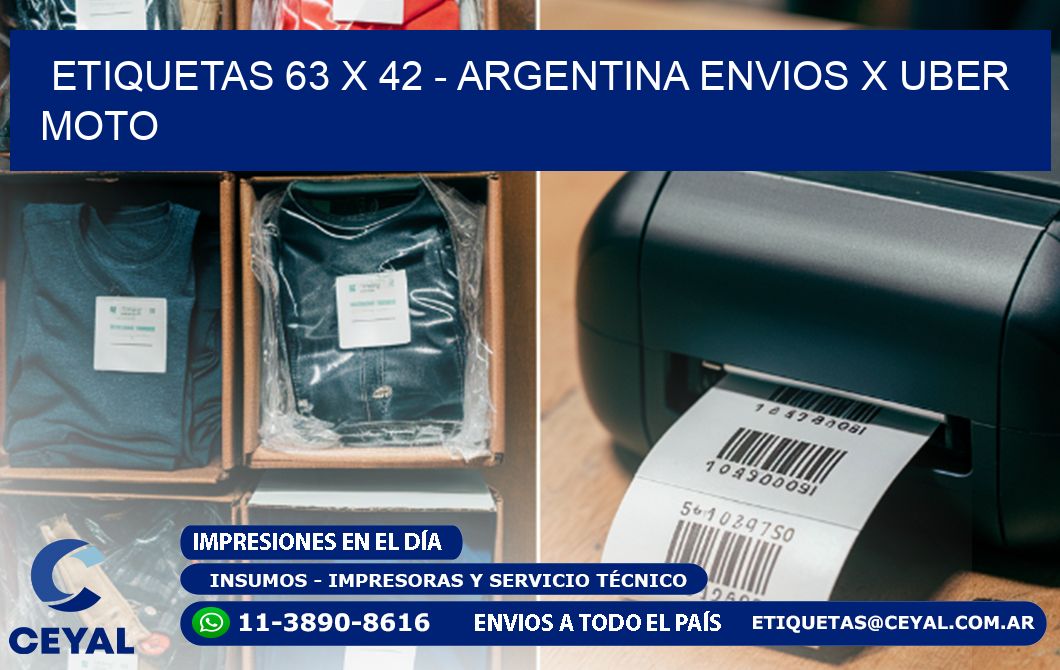 ETIQUETAS 63 x 42 - ARGENTINA ENVIOS X UBER MOTO