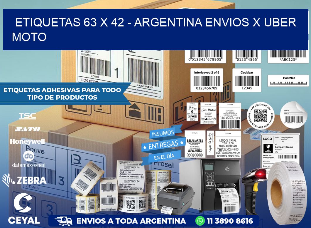 ETIQUETAS 63 x 42 - ARGENTINA ENVIOS X UBER MOTO