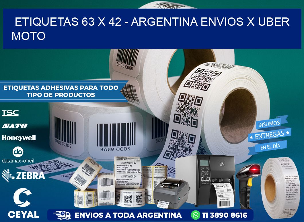 ETIQUETAS 63 x 42 – ARGENTINA ENVIOS X UBER MOTO