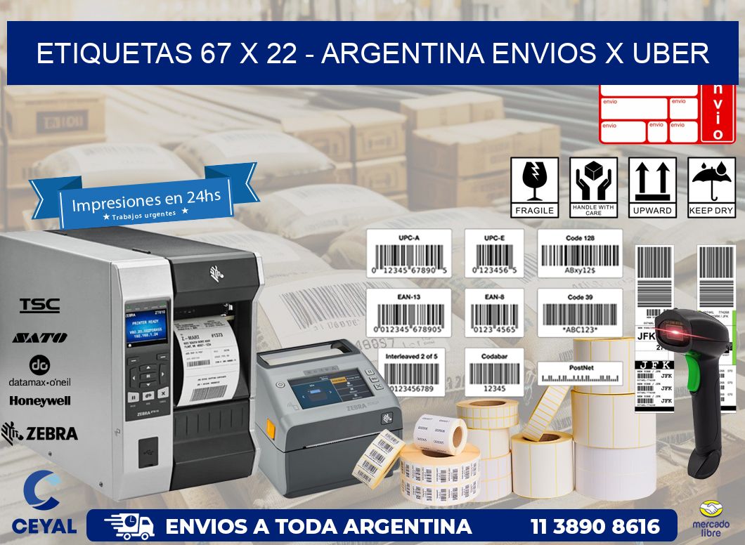 ETIQUETAS 67 x 22 – ARGENTINA ENVIOS X UBER