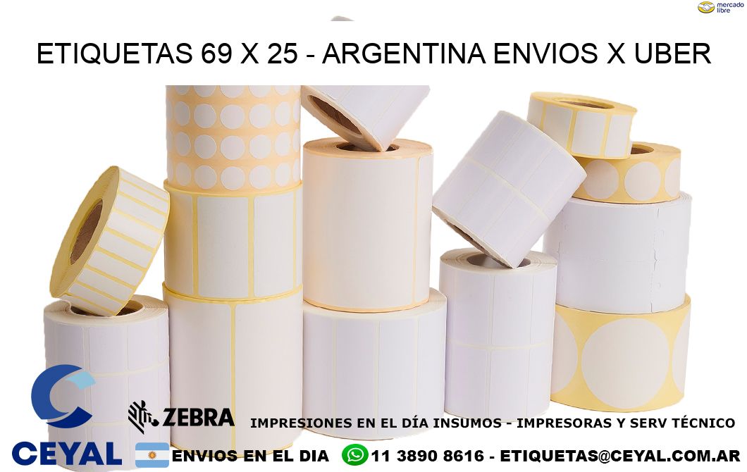 ETIQUETAS 69 x 25 - ARGENTINA ENVIOS X UBER