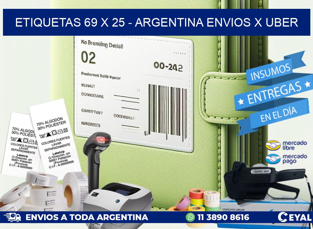 ETIQUETAS 69 x 25 – ARGENTINA ENVIOS X UBER