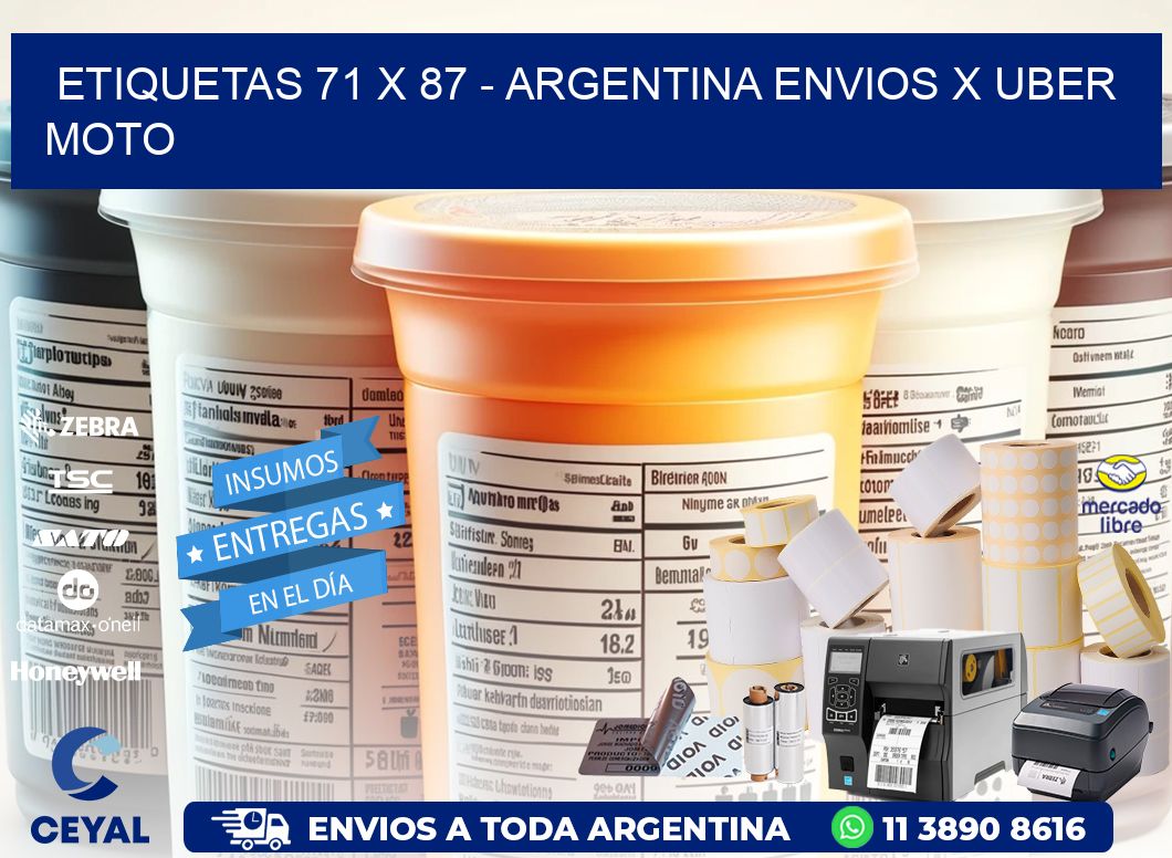 ETIQUETAS 71 x 87 - ARGENTINA ENVIOS X UBER MOTO