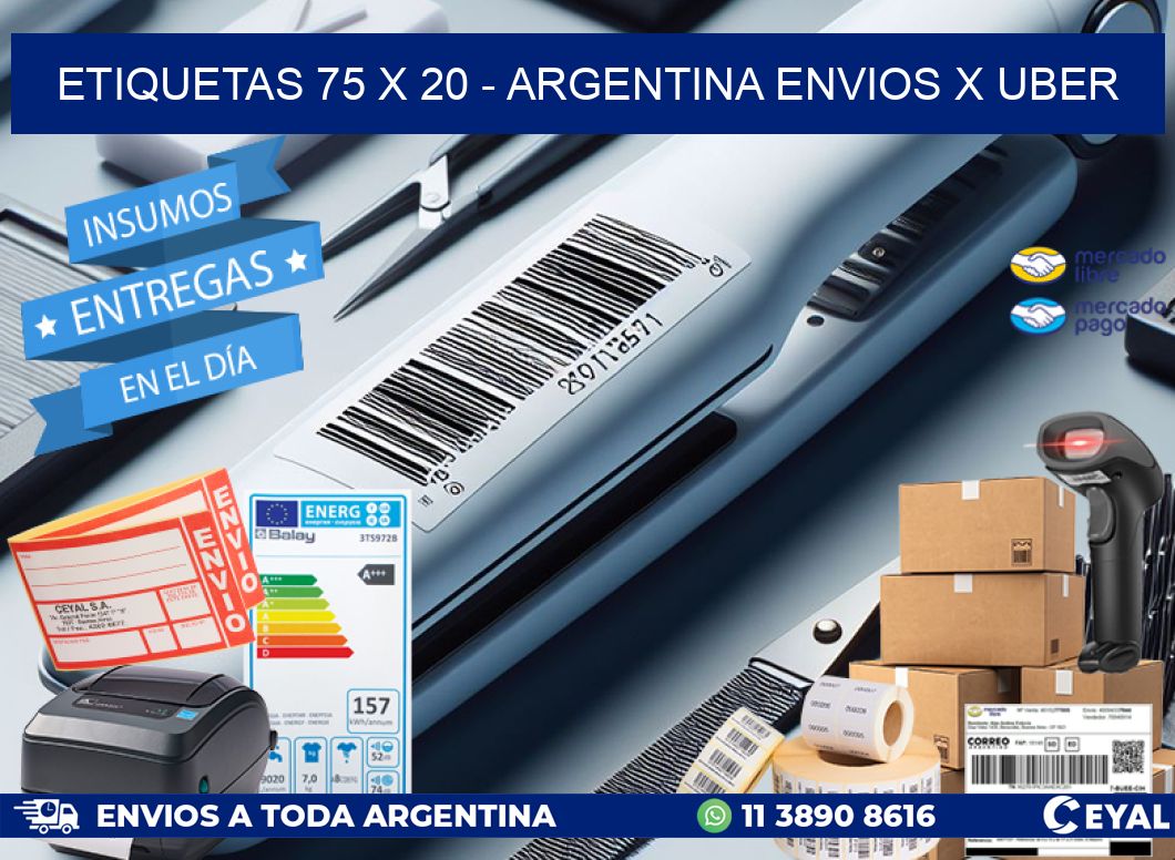 ETIQUETAS 75 x 20 - ARGENTINA ENVIOS X UBER