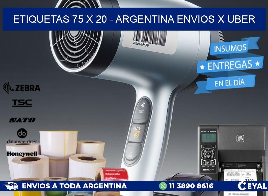 ETIQUETAS 75 x 20 - ARGENTINA ENVIOS X UBER