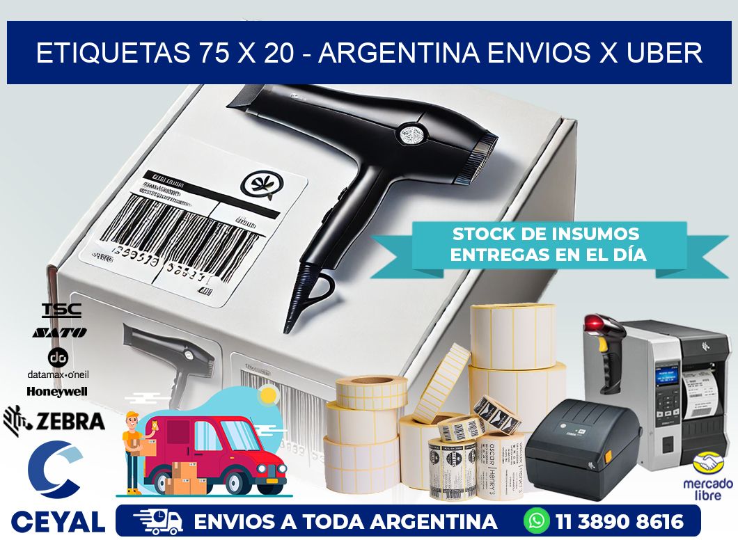 ETIQUETAS 75 x 20 – ARGENTINA ENVIOS X UBER