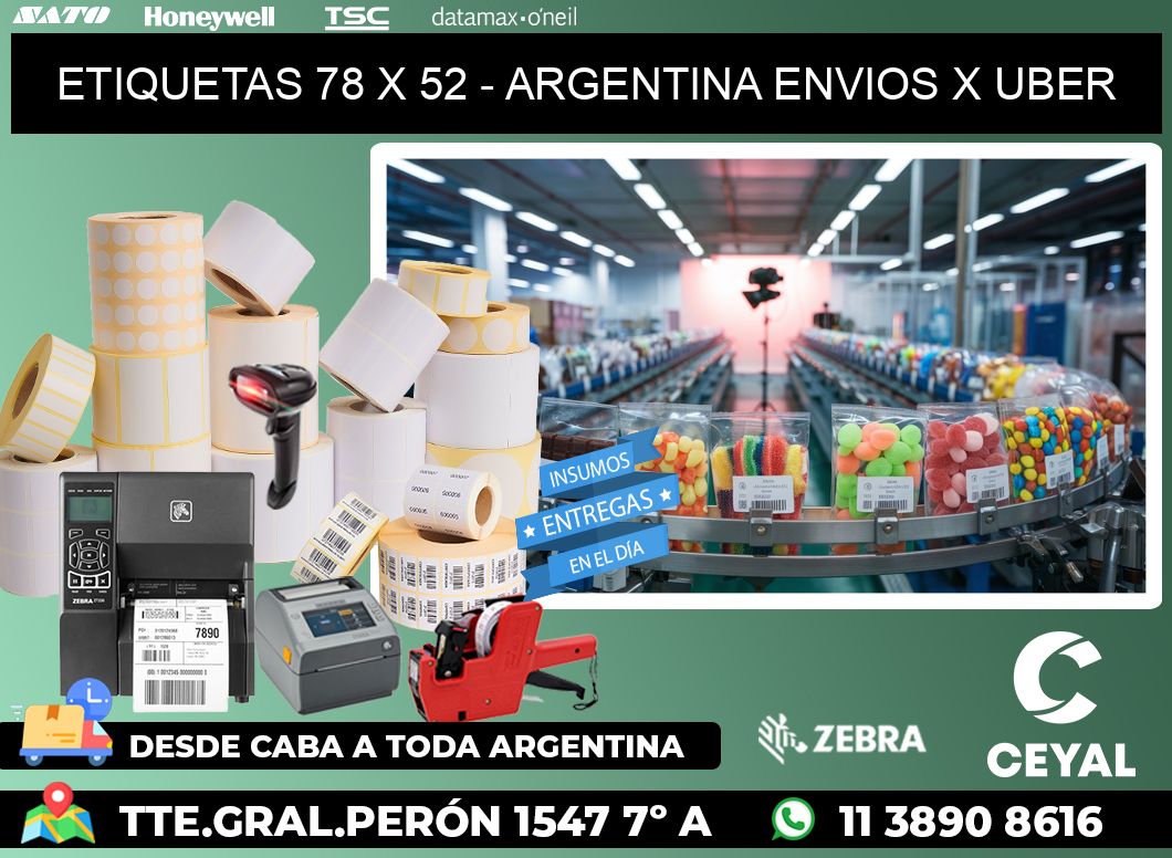 ETIQUETAS 78 x 52 - ARGENTINA ENVIOS X UBER