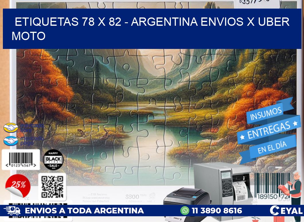 ETIQUETAS 78 x 82 - ARGENTINA ENVIOS X UBER MOTO