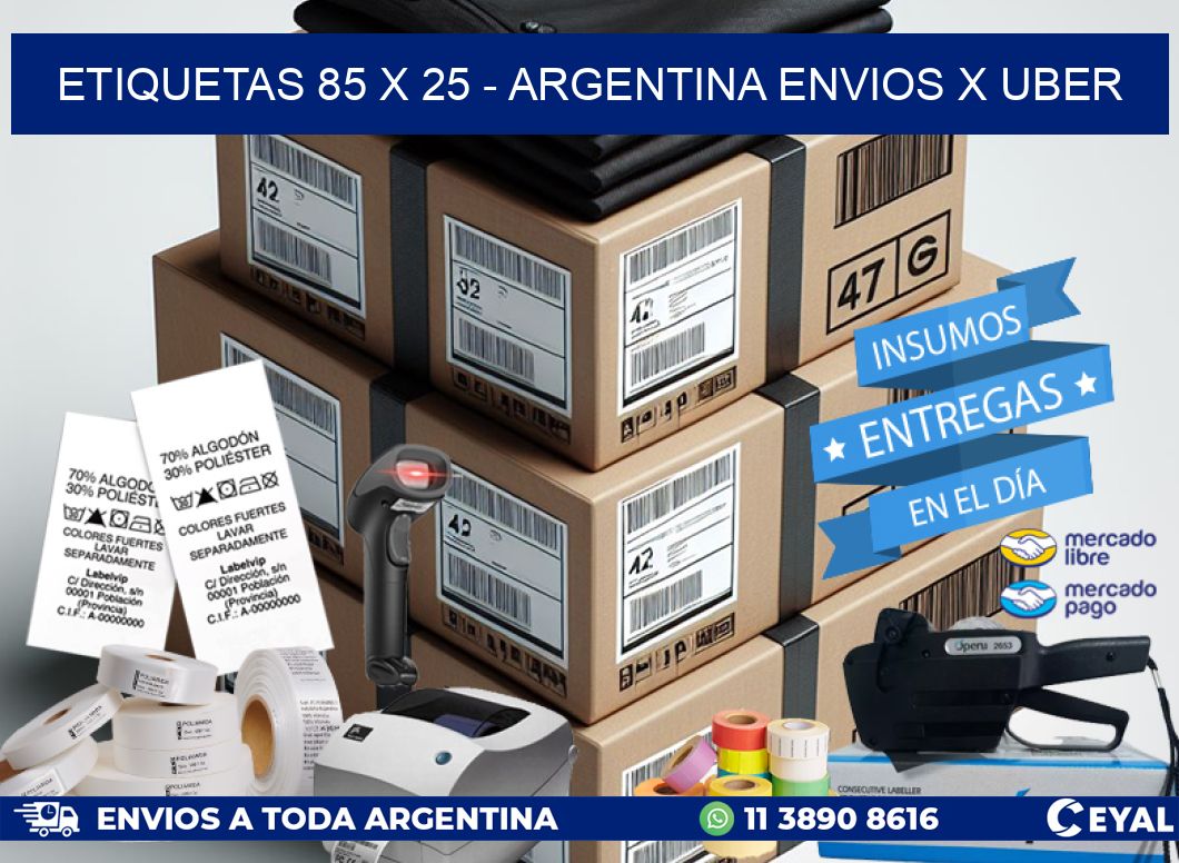 ETIQUETAS 85 x 25 – ARGENTINA ENVIOS X UBER