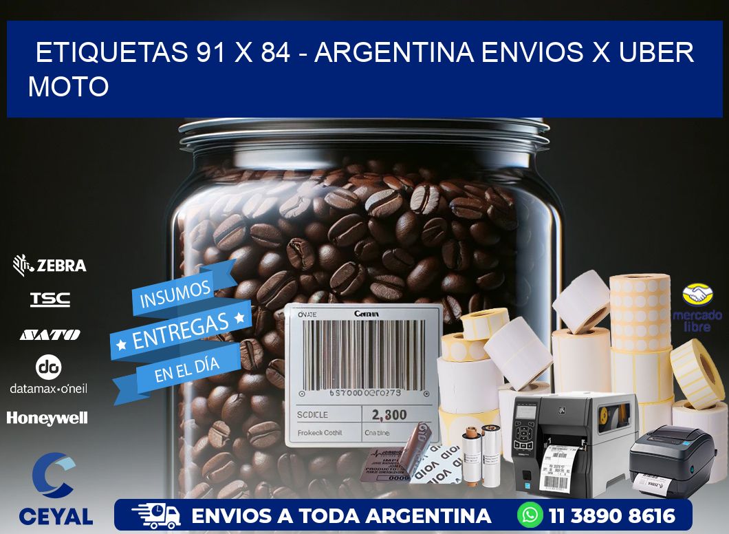 ETIQUETAS 91 x 84 - ARGENTINA ENVIOS X UBER MOTO