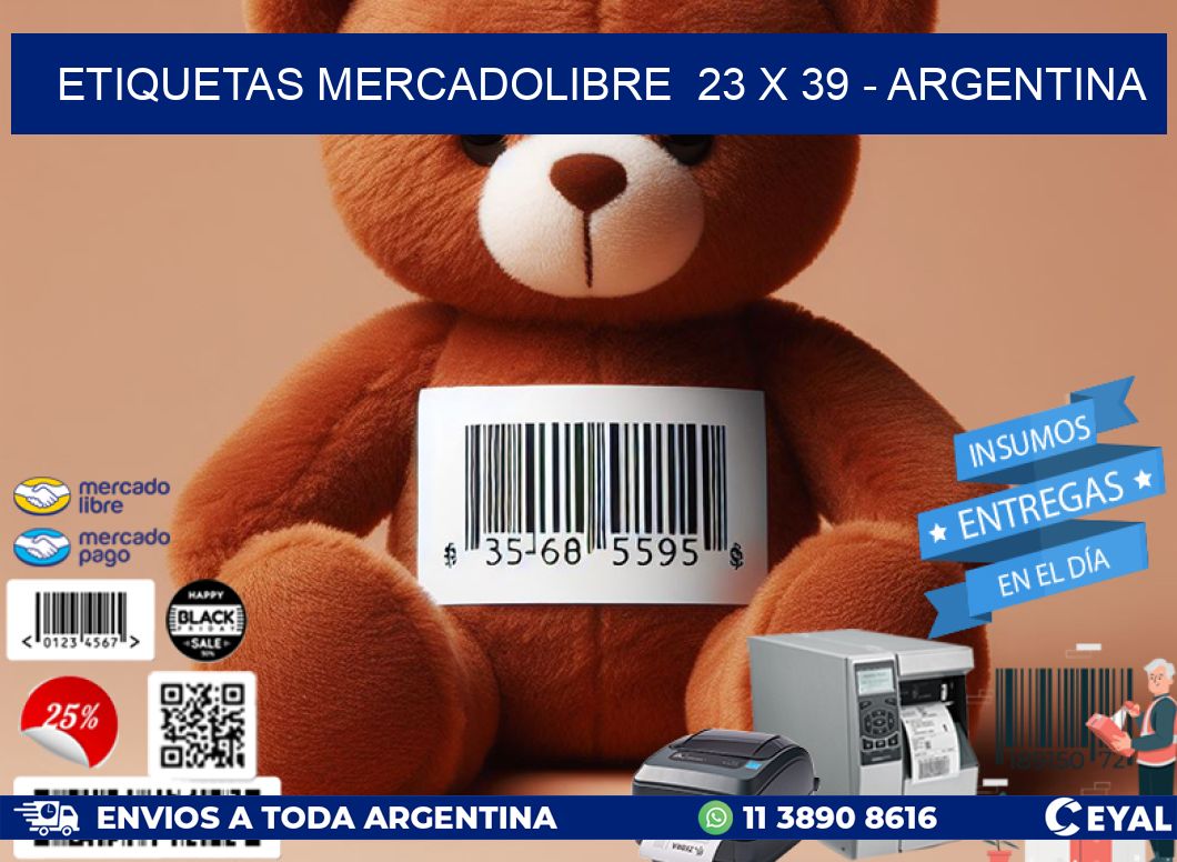 ETIQUETAS MERCADOLIBRE  23 x 39 - ARGENTINA