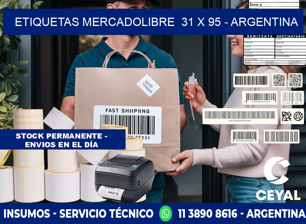 ETIQUETAS MERCADOLIBRE  31 x 95 - ARGENTINA