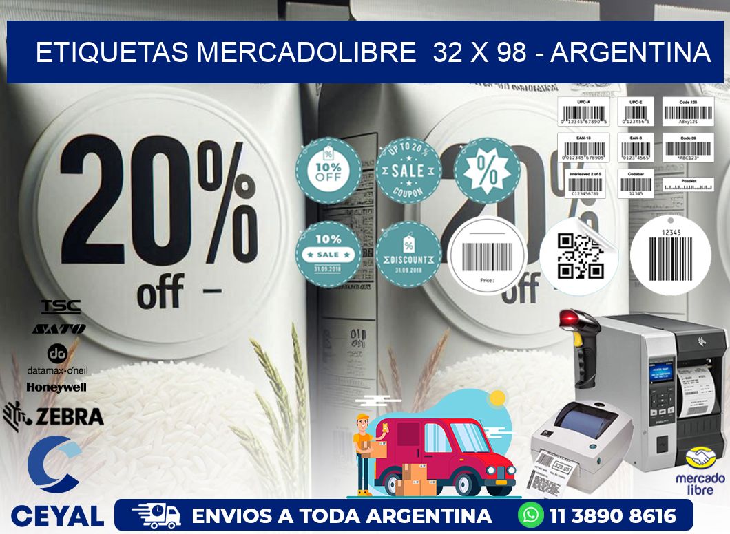 ETIQUETAS MERCADOLIBRE  32 x 98 - ARGENTINA